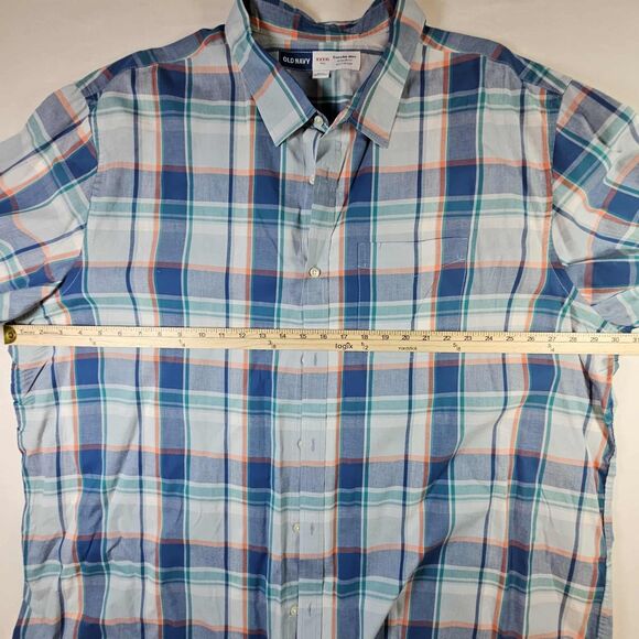 OLD NAVY Men's Cotton/Spandex Plaid Button Down Shirt 4XL Tall Built in Flex - Picture 3 of 6